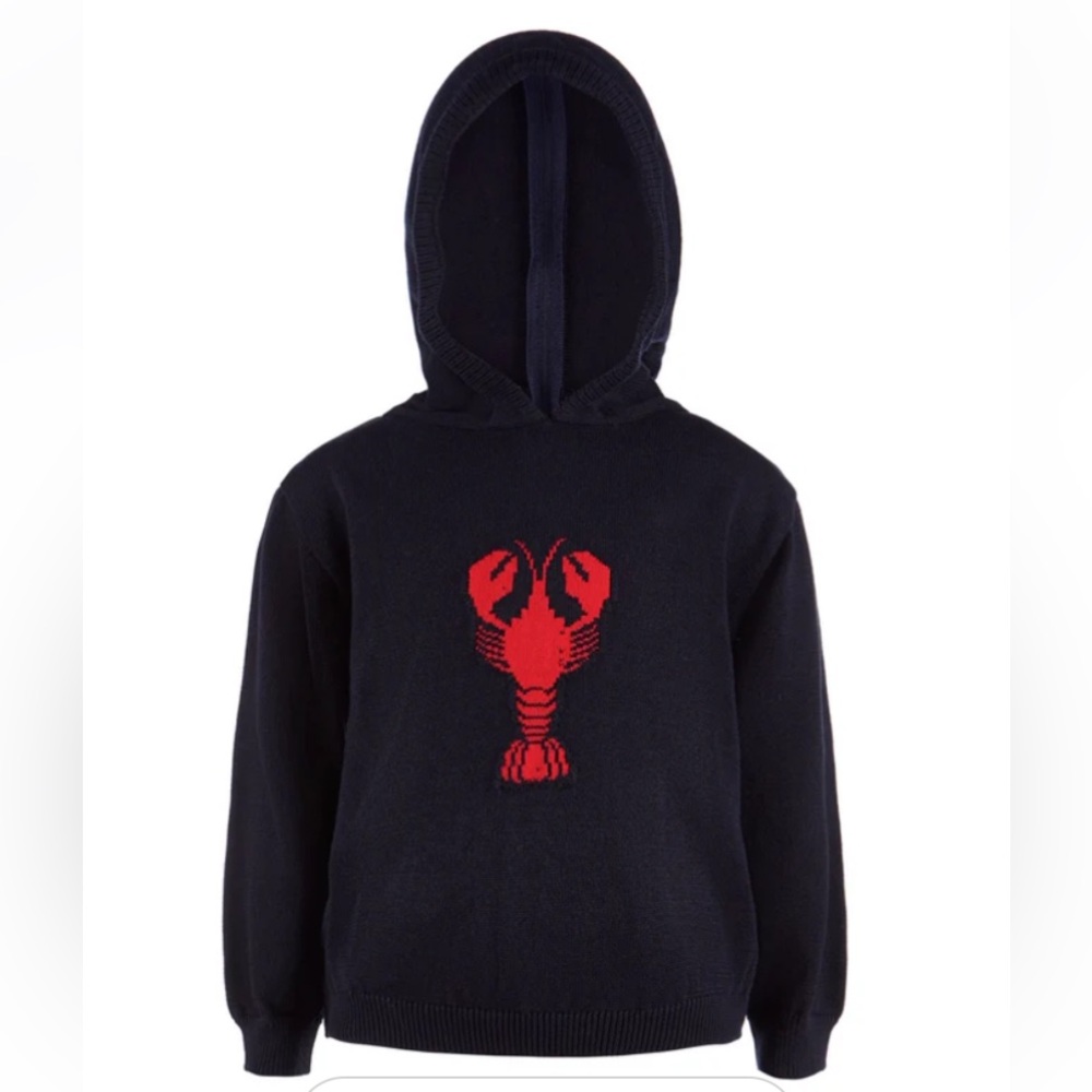 Carriage boutique zip back hooded navy lobster sweater cotton 9m